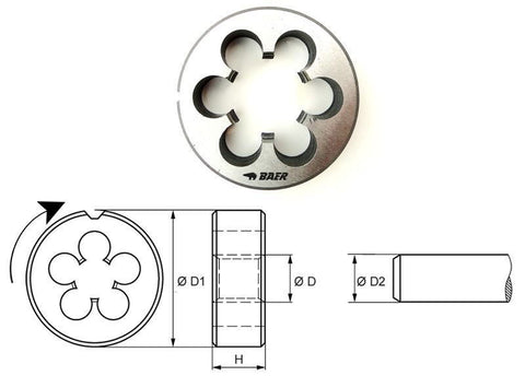M38 X 1.5 BAER ROUND DIE 121401116