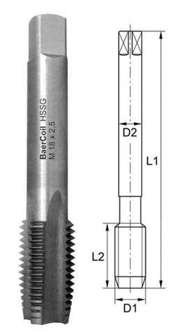 M2.5 x 0.45 BaerCoil Bottoming Tap